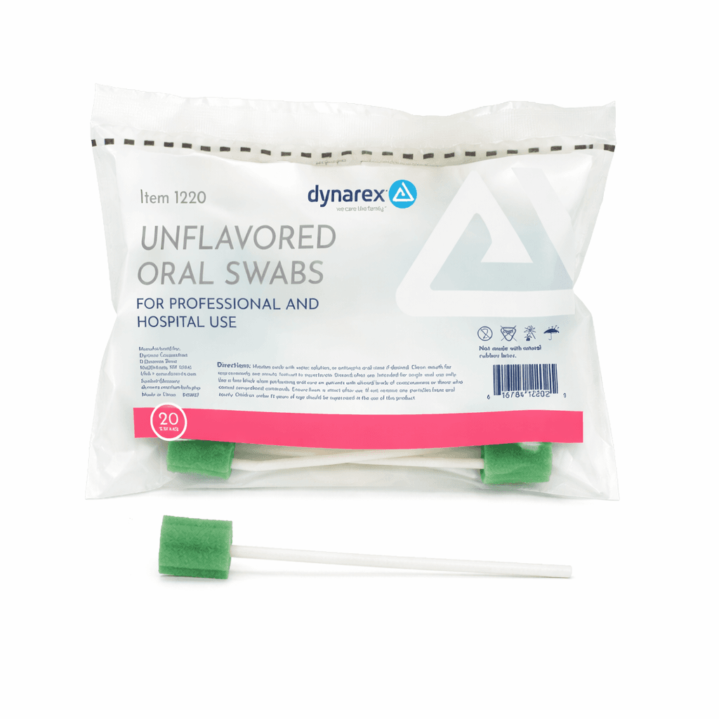 Unflavored Oral Swab sticks and small pack front view.