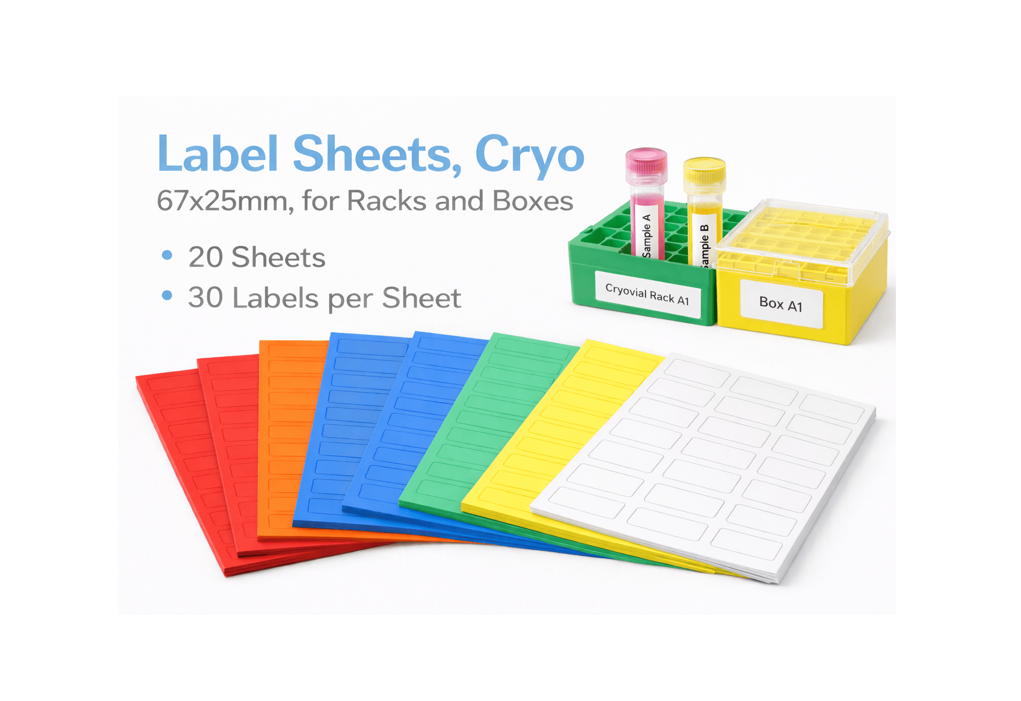Label Sheets, Cryo, 67x25mm, for Racks and Boxes, photo 1