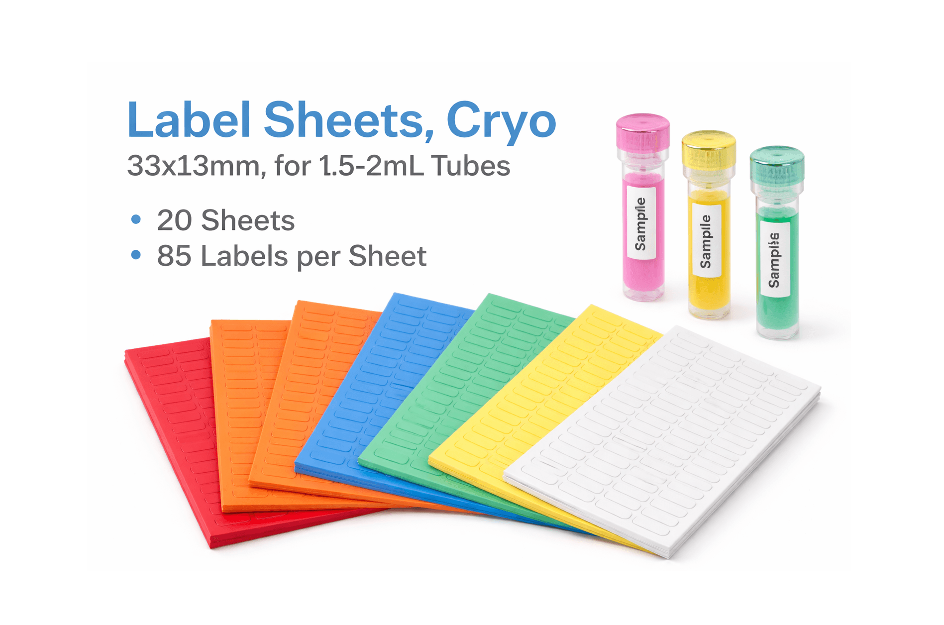 Label Sheets, Cryo, 33x13mm, for 1.5-2mL Tubes, photo 1