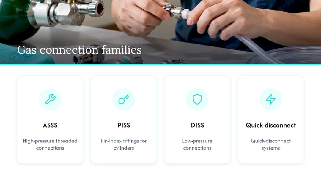 Four oxygen gas connector families compared