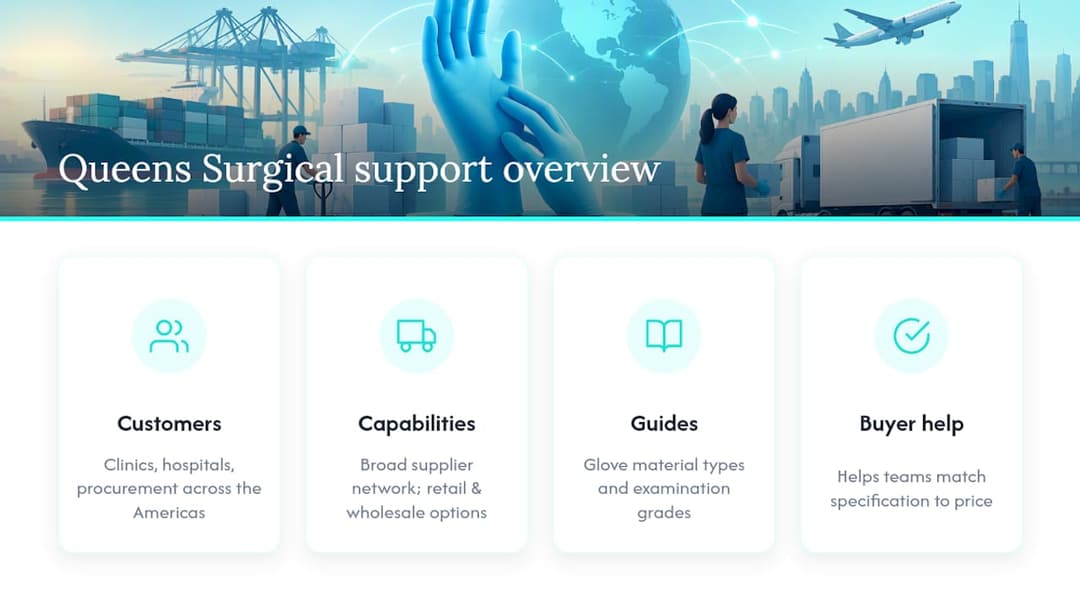 Queens Surgical evidence and how we help buyers — overview diagram