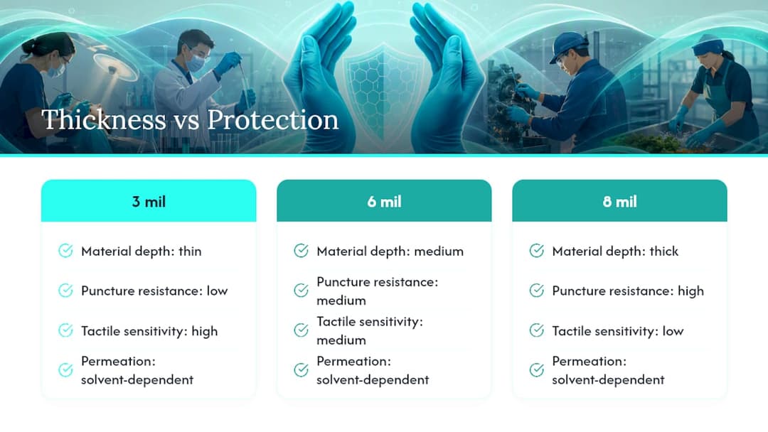 Comparison of glove thickness and protection tradeoffs