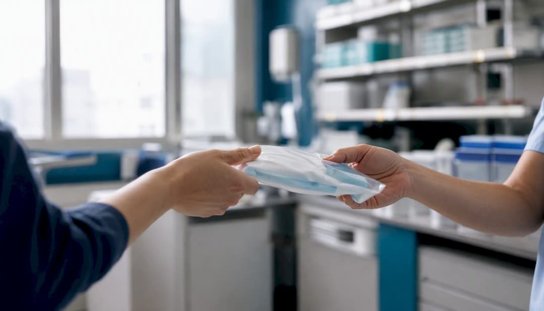 Hand exchanging package of medical supplies